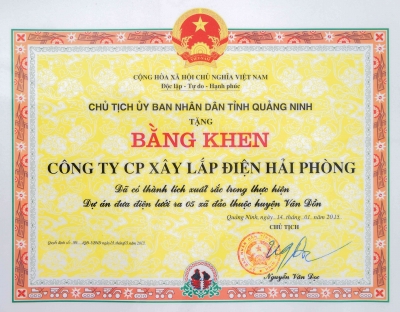 Bằng khen của Chủ tịch UBND tỉnh Quảng Ninh